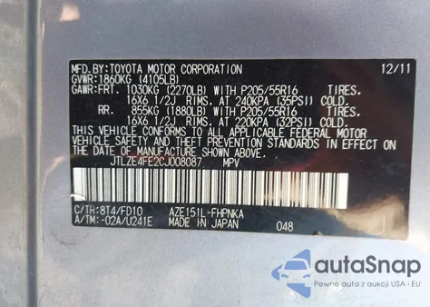 2012 Scion Xb from USA, damaged, VIN JTLZE4FE2CJ008087